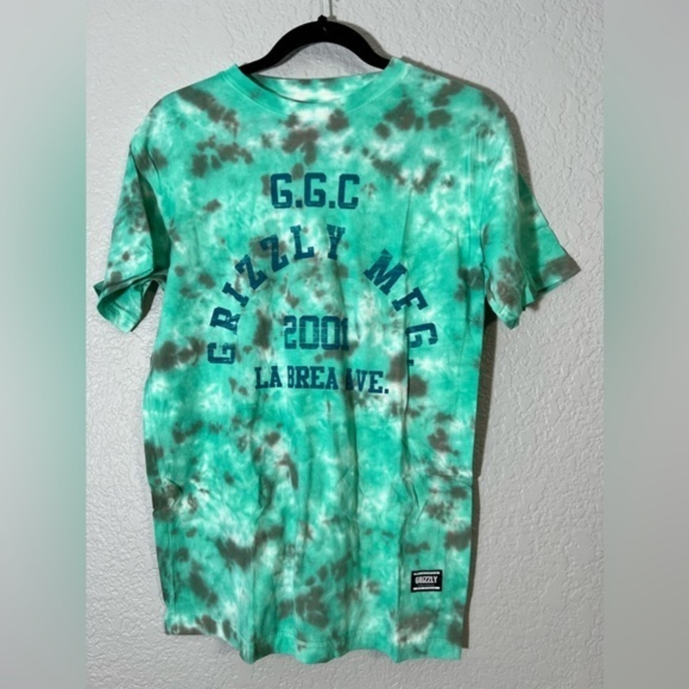 Grizzly Griptape Washed Up‎ tee shirt turquoise tie dye size small
